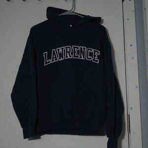embroidery lettering Lawrence hoodie